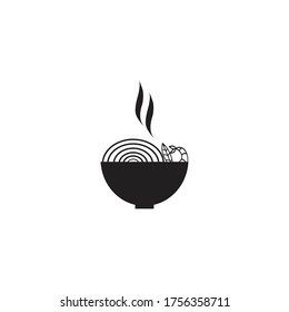 Noodles with shrimpt icon vector illustration. 