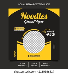 Noodles Special Menü Social Media und Banner-Vorlage