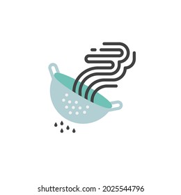 Noodles strainer flat icon, vector sign, spilling pasta colorful pictogram isolated on white. Symbol, logo illustration. Flat style design