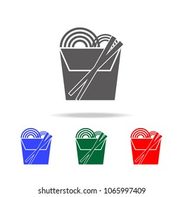 noodles in thin line box with chopsticks icon. Elements of food multi colored icons. Premium quality graphic design icon. Simple icon for websites, web design, mobile app on white background