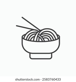 Noodles vector icon isolated in black line