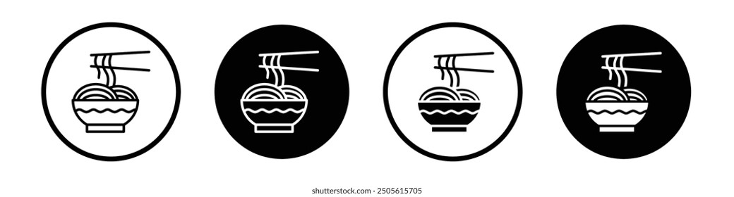 Noodles vector icon set black filled and outlined style.