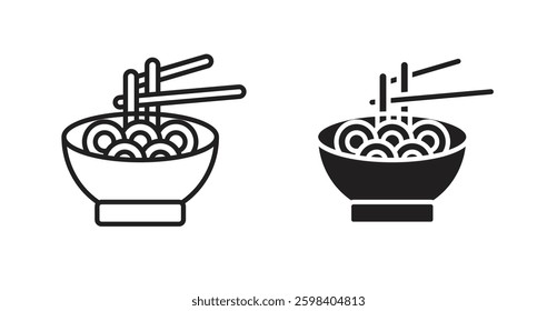 Noodles vector icon set in black color.