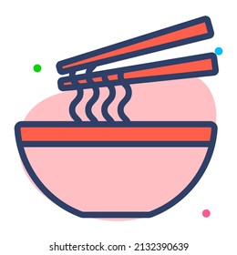 Icono de línea vectorial de fideos. Icono de línea vector simple