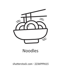 Ilustración de diseño de iconos de contorno vectorial de fideos. Símbolo de año nuevo sobre fondo blanco archivo EPS 10