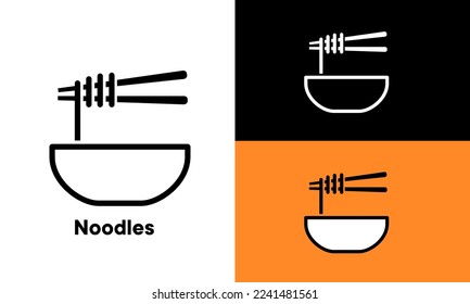 Noodles vector outline style Editable strokes. Pixel perfect.