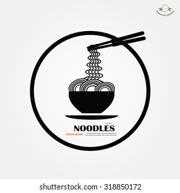 noodles.Chinese cuisine Logo noodles plate design vector template. Asian food restaurant.vector illustration