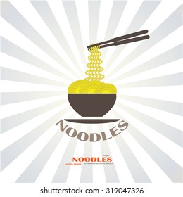 noodles.Chinese cuisine Logo noodles plate design vector template. Asian food restaurant.vector illustration