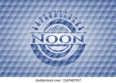 Kein blaues Emblem mit geometrischem Musterhintergrund. Vektorgrafik. Detaillierte Angaben. 