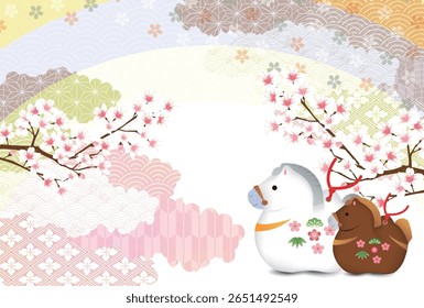 Noon New Year's Card Cherry Blossoms Background