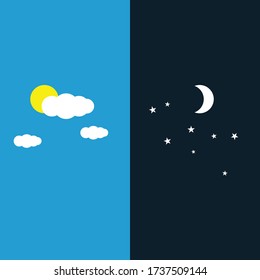 noon and night vector illustration.alternation of day and night.