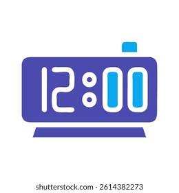Noon Time Notification Blue Alarm Clock Vector