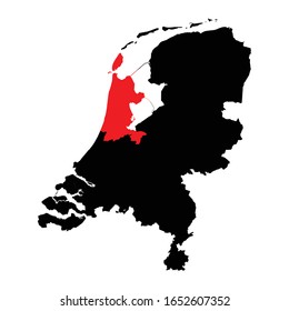 Noor Holland province highlighted on Netherlands map Vector EPS 10