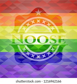 Noose on mosaic background with the colors of the LGBT flag