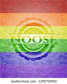 Noose on mosaic background with the colors of the LGBT flag