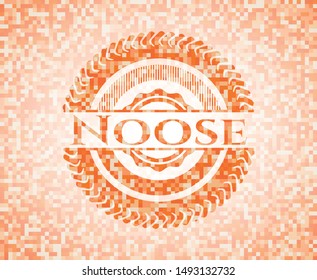 Noose orange tile background illustration. Square geometric mosaic seamless pattern with emblem inside.