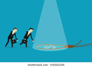 A noose trap to lure a businessman, Vector illustration in flat style