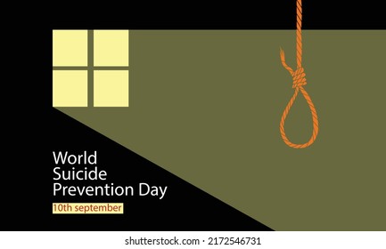the noose with windows light against the glum background, homicide or commit suicide concept. Vector illustration