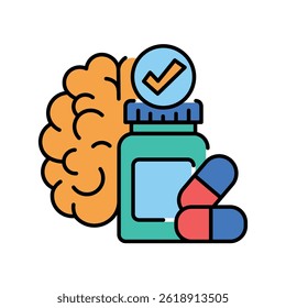 nootropics color line icon for digital and print projects.  Minimal clean icons for apps and websites. Modern simple icons for UI UX and branding