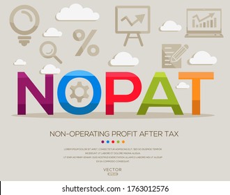 nopat mean (non-operating profit after tax) ,letters and icons,Vector illustration.