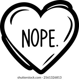 nope heart anti valentines day black vector graphic design and cut file