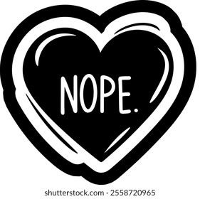 nope heart valentines day black vector graphic design and cut file