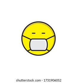 Nope Icon Face Cute Yellow With Mask Vector Eps