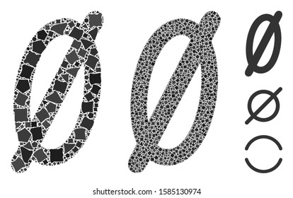 Nope icon mosaic of rugged pieces in various sizes and color tinges, based on nope icon. Vector rugged dots are composed into collage. Nope icons collage with dotted pattern.