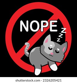 Nope lazy english bulldog cat lover t-shirt design
