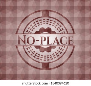 No-place red geometric pattern emblem. Seamless.