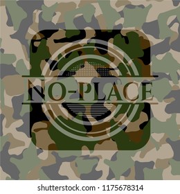 No-place written on a camo texture