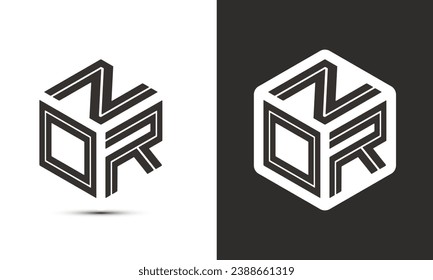 NOR letter logo design with illustrator cube logo, vector logo modern alphabet font overlap style. Premium Business logo icon. White color on black background