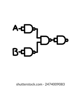 NOR To NAND Gate Outline Icon, Vector illustration