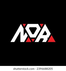 NOR triangle letter logo design with triangle shape. NOR triangle logo design monogram. NOR triangle vector logo template with red color. NOR triangular logo Simple, Elegant, and Luxurious design.