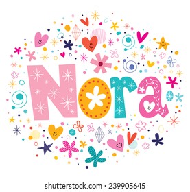 Nora female name design decorative lettering type