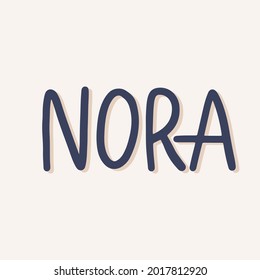 Nora lettering in flat style. Vector illustration
