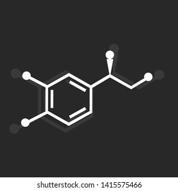 Noradrenaline chemical formula on dark background