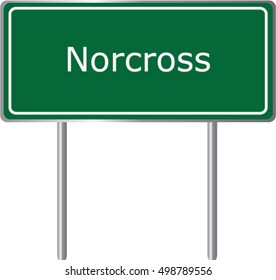 Norcross , Georgia , road sign green vector illustration, road table, USA city