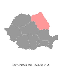 Nord Est development region map, region of Romania. Vector illustration.