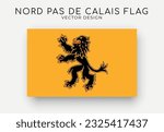 Nord Pas de Calais flag. Detailed flag on white background. Vector illustration