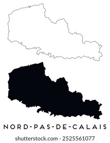 Nord Pas de Calais mapa contorno e preto silhueta vetor