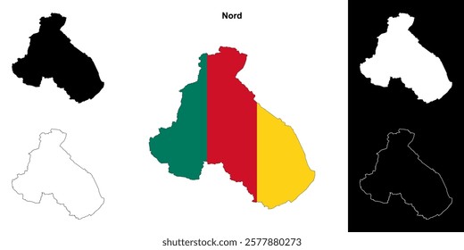 Nord region outline map set