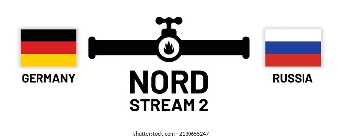 Nord Stream 2 Pipeline icon between Germany and Russia icon vector illustration.