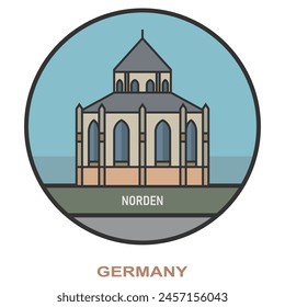 Norden. Cities and towns in Germany. Flat landmark