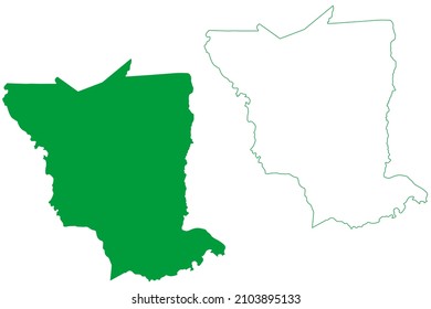 Nordestina municipality (Bahia state, Municipalities of Brazil, Federative Republic of Brazil) map vector illustration, scribble sketch Nordestina map