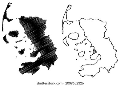 Nordfriesland district (Federal Republic of Germany, rural district, Free State of Schleswig-Holstein, Slesvig Holsten) map vector illustration, scribble sketch Nordfriesland map