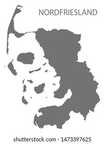 Nordfriesland grey county map of Schleswig-Holstein Germany