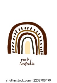 nordic aesthetic in different shape and colors On white background patterns, vector, illustrations for wallpaper, print arts, wall decor,