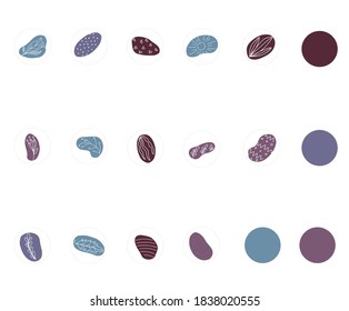 Nordisches botanisches Highlight deckt Abstrakte Ikone Skandinavien Winterfarbe. Nature Social Media Blogger Set, feminin handgezeichnet florales Logo. Doodle minimalistische Design-Geschichten Decksatz.