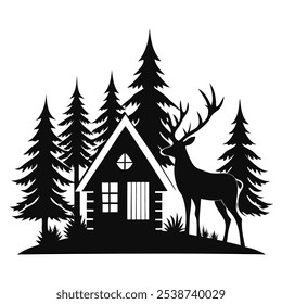 A Nordic Cabin Winter Scene
